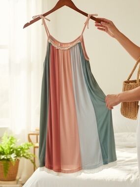 MATILDA JANE Multicolor Stripe Dress - Dusty Rose, Sage & Powder Blue
